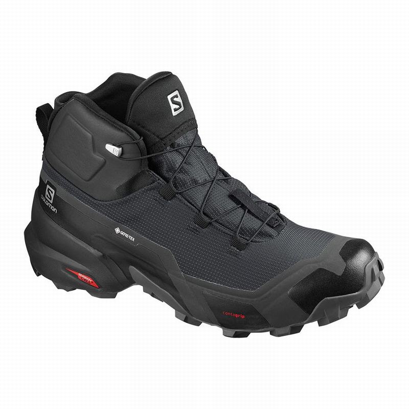 Salomon Singapore Mens Hiking Boots - CROSS HIKE MID GORE-TEX Black | 61835-JMYL